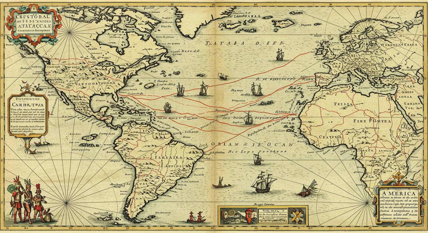 Mapa de los viajes de Colón